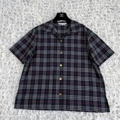 Burberrys 希少 ネイビーノバチェック 金ボタン開襟シャツ 大きいサイズ Burberrys 希少 ネイビーノバチェック 金ボタン開襟シャツ
