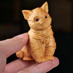 可愛い猫ちゃん　猫先生　 木彫り　インテリア 置物 オブジェ アンティーク