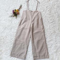 【ローリーズファーム】サロペット　オールインワン　ワイドパンツ　ベージュ　Ｆ