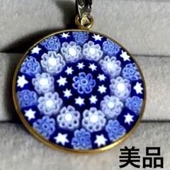 ぽ*ん様 魅惑のベネチアングラスペンダントトップ青と白の花模様 シルバー　特価〜 m59842224466_1.jpg?1750518141