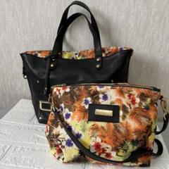 美品✨ innue リバーシブル トート ショルダー 黒地 花柄 セット