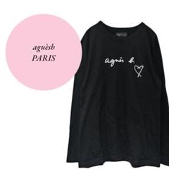 【アニエスベー】日本製♡綿100%♡長袖Tシャツ【1】黒♡ロゴプリント
