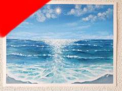 風景画　海の絵　アクリル画　癒し　絵画　夏　ヒーリングアート　イラスト　絵の具のサムネイル