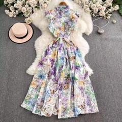 ワンピース　ドレス　レディース　半袖　レース　ロング　パーティー　花柄