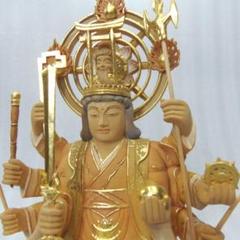 決算大特価中　淡彩色切りがね仏像◆ヒバ材 八臂弁才天(弁財天)3寸立◆弁天さん 決算大特価中 淡彩色切りがね仏像◇ヒバ材 八臂弁才天(弁財天)3