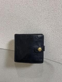 良品 イルビゾンテ 2つ折り財布 折り財布 クロコ 型押し 黒 希少モデル レア IL BISONTE イルビゾンテ 財布 ワンスナップ2つ折りウォレット