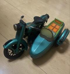 マルサン製1960年代製造 ブリキ製サイドカー付きバイク グリーン色 マルサン製1960年代製造 ブリキ製サイドカー付きバイク グリーン