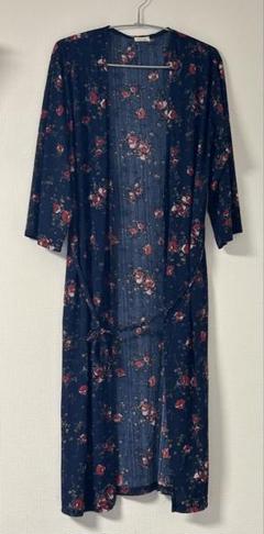 サンデーアフタヌーン 花柄ロングアウター　M-Lサイズ ネイビー