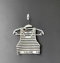極美品◎セリーヌ　タンクトップ　トリオンフ　デカロゴ　現行　エディ期　S 伊原葵さん他愛用【CELINE】セリーヌロゴ スポーツブラトップ