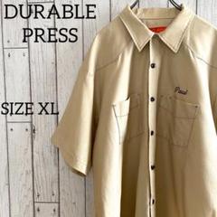 古着 DURABLE PRESS 半袖ワークシャツ XLサイズ ベージュ USA
