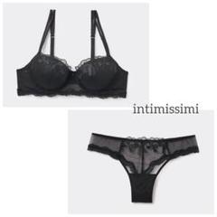 【新品】Intimissimi ブラックレースブラジャーショーツセット 80C ブラジャー｜ブラ｜Intimissimi 公式通販