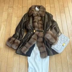 極美品❗️ロシアンセーブルトリミングミンク&シルクの