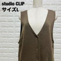 studio CLIP ノースリーブワンピース Vネック ボタン付き【394】