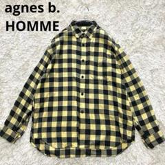 agnes b. HOMME 90s 長袖シャツ　チェック　黄色×黒　Lサイズ agnes b. HOMME 90s 長袖シャツ チェック 黄色×黒 Lサイズ