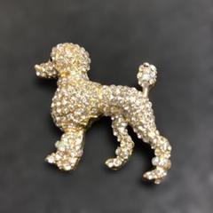 【新品】犬型　キラキラ　ブローチ ゴールド