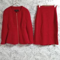 エスカーダ　ESCADA　スカートセットアップ【32】レッド　赤　肩パッド