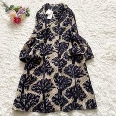 【極美品】ミナペルホネン　FOG LAND　総柄　ロングコート　タグ付き　36 極美品】ミナペルホネン FOG LAND 総柄 ロングコート タグ付き