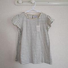 新品　Anatelier パール付き　ボーダー フリル袖 Tシャツ　リボン
