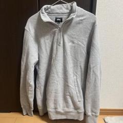 STUSSY ハーフジップ スウェット モックネック ライトグレー Lサイズ
