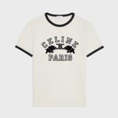 CELINE★コットンジャージー Tシャツ ロゴプリント 2色 半袖 CELINE HOMME コットンジャージー Tシャツ クリスタル付き ロゴ