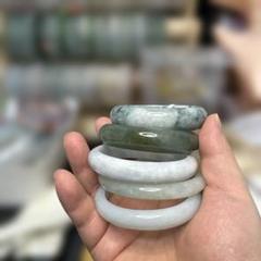 本翡翠、入門白本翡翠丸型バングル〜56