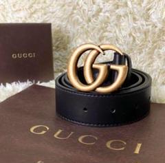 GUCCI ベルト ダブルG GGマーモント ゴールド レザー イタリア