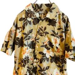 アロハシャツ Lサイズ　半袖 シャツ　花柄 ベージュ系