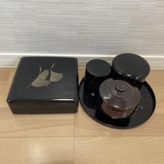 漆製 重箱 鶴と葉のデザイン 約20cm