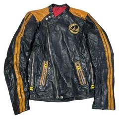 80s 90s レザージャケット ファージャケット ヨーロッパ ユーロ E613 Vintage 1990s RADIO Varsity Jacket GREAT OLDIES Wool Leather