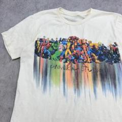 スーパーヒーロー勢揃い　MARVEL　マーベル　Tシャツ　古着　クリーム色　Sのサムネイル