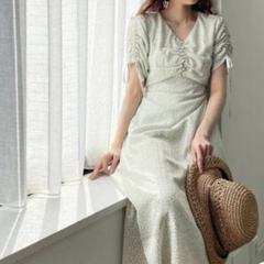 マジェスティックレゴン 半袖 ロング シフォン ワンピース ミントグリーン S