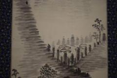 真作/丹楓遠/枉子義之詩/山水村画賛/米法山水画賛/布袋屋掛軸HI