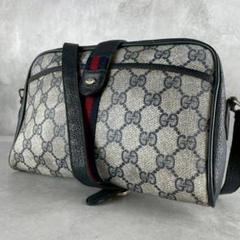 美品✨GUCCI ショルダーバッグ シェリー gg PVC 金具 ネイビーグレーのサムネイル