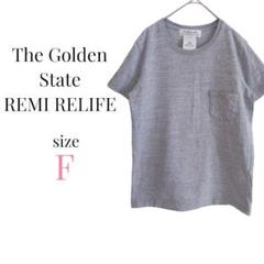 レミレリーフ【F】半袖Tシャツ　無地 ラウンドネック　胸ポケット　シンプルグレー