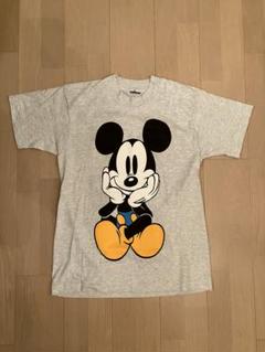 ミッキーマウス Tシャツ Mサイズ グレー　青パン 90s vintage ミッキーマウス Mickey Mouse 青パン お座り