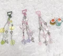 ハンドメイドキーホルダー 3つセット ウィッシュコア バレエコア リボン 猫