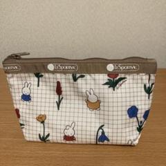 【美品】レスポートサック　ポーチ　ミッフィー　フラワー　ベージュ