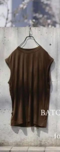 【BATONER】 別注 washable wool no sleeve tee