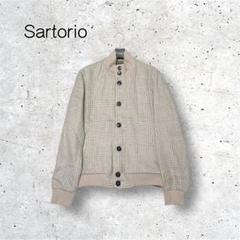 【未使用】 Sartorio サルトリオ グレンチェックスタンドカラーブルゾン