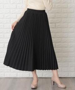 【Lace Ladies】ウエストゴムプリーツシンプル無地ロング丈スカート