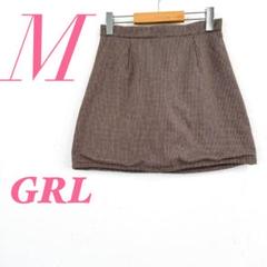 GRL ブラウン タイトスカート M　千鳥柄　きれいめコーデ　カジュアルコーデ