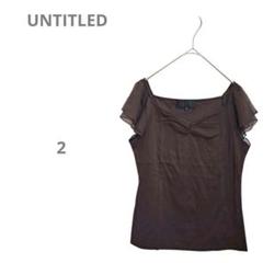 【アンタイトル】フレンチスリーブ 袖フリルカットソー Tシャツ 2 M 茶色