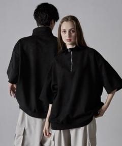 CLEL ハーフジップ デザイン 半袖プルオーバーTシャツ Mサイズ