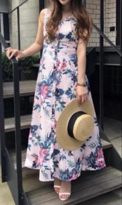 rienda floral stripeロングワンピース