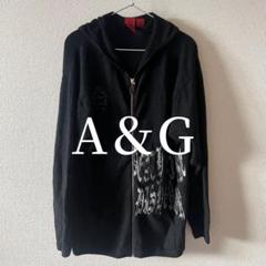 A&G カシミヤ100% ニットパーカー 十字架 ドクロ ブラック サイズm