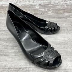 ★未使用級 GUCCI グッチ パンプス エナメル リボン イタリア製 黒 36 GUCCI グッチ ヒールパンプス エナメル ブラック 34（約21cm