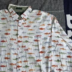 90s ORVIS fish pattern B.D shirt USA