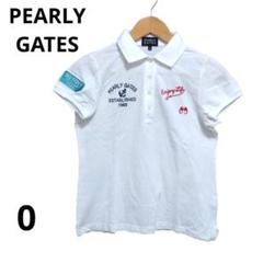 PEARLY GATES ポロシャツ ホワイト 0 刺繍ロゴ ゴルフウェア 綿