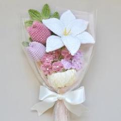 チューリップ　枯れない花　毛糸の花束　ブーケ　かぎ編み　花束　プレゼント　誕生日