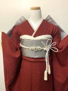 振袖フルセット　成人式　地紋　赤　白　色無地振袖　正絹　今だけ振袖7点セット 振袖フルセット 成人式 地紋 赤 白 色無地振袖 正絹 今だけ振袖7